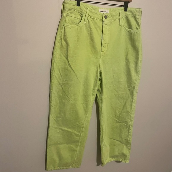 Mara Hoffman Georgina pants Lime Green Wide Leg 14 organic cotton designer boho - Picture 3 of 7